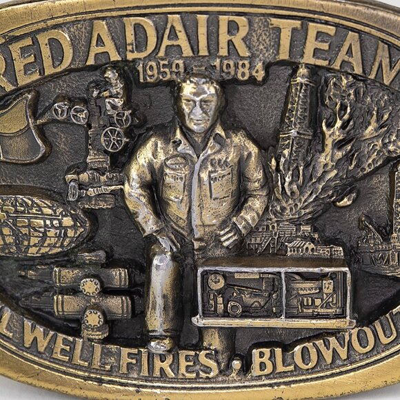 Red Adair Team Oil Well Fires Blowouts 25th Anniversary Belt Buckle Made In USA - Picture 3 of 10